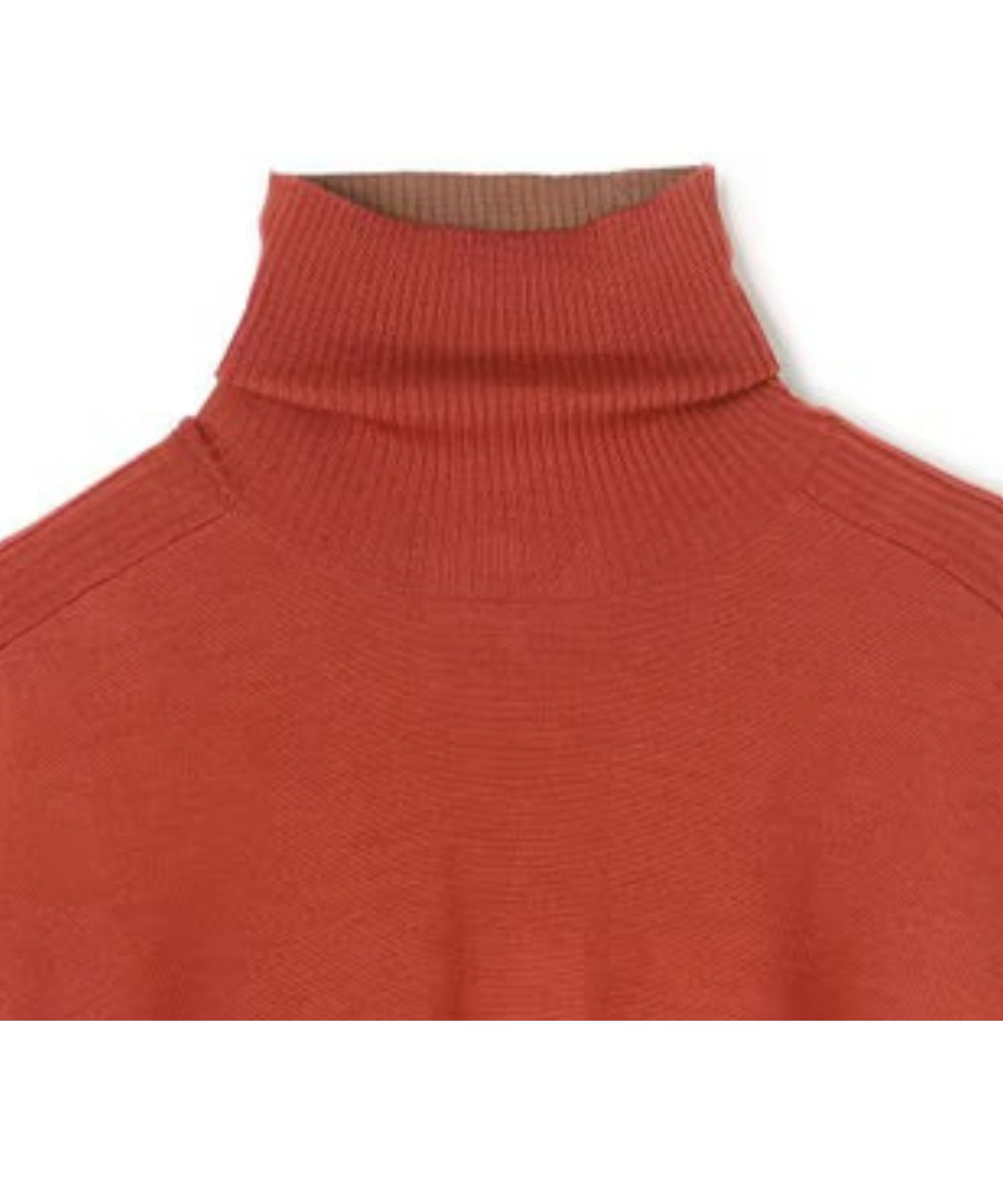 LA MONNAIE / バイカラーウールタートルニット (OrangeRed × Caramel) 毛/ タートル / 裾サイドスリット/ 手洗可 / KRCWGW0300