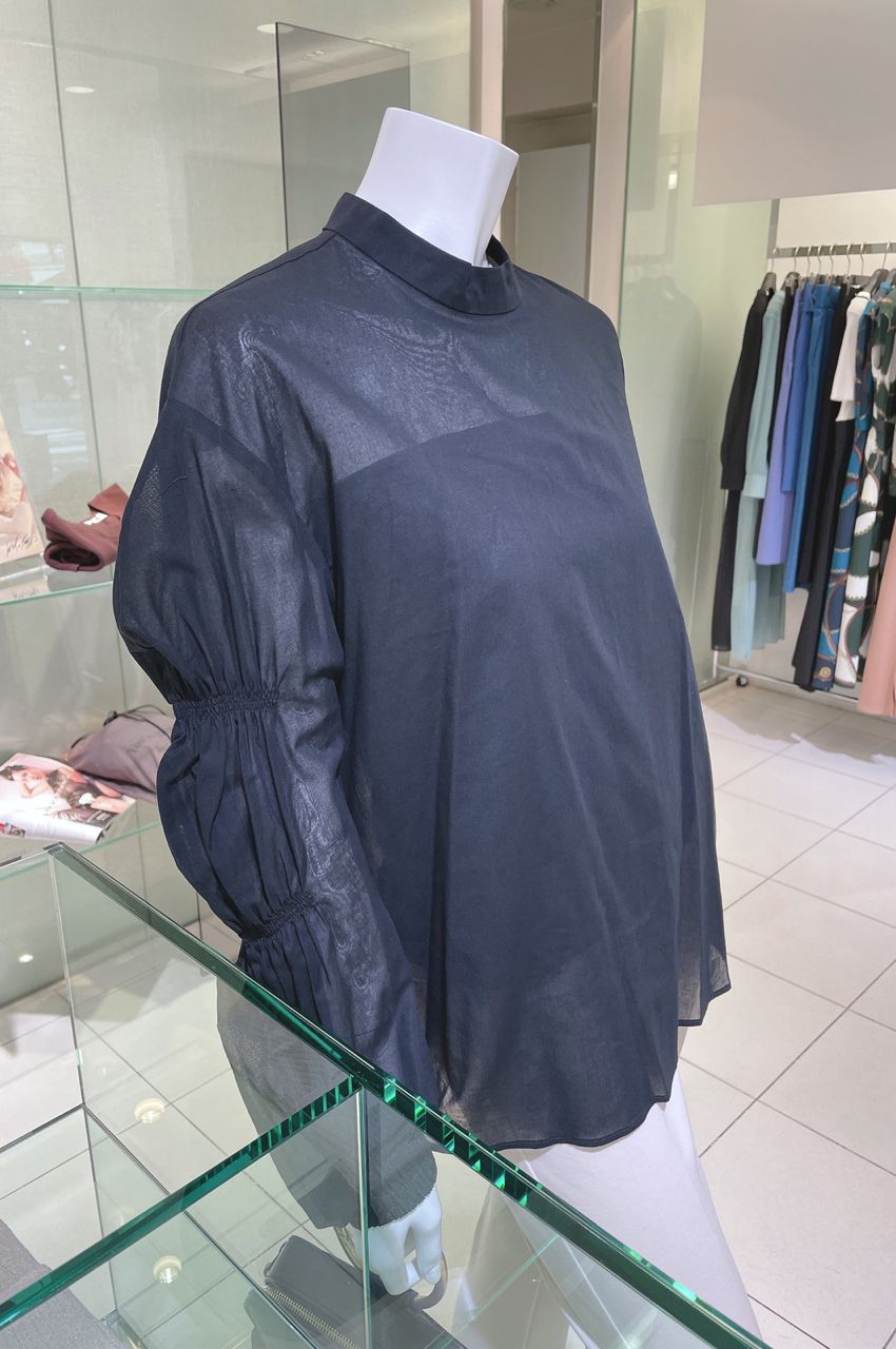 GATHER SLEEVE SHEER BL / ギャザースリーブシアーブラウス