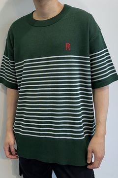 オーバーサイズ コットンニットボーダーTシャツ / クルーネック / マリンボーダー