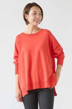 【洗える/抗菌防臭】マイビューティニット クルーネック (ベージュxボーダー) レーヨン /  前後差 ヘムライン/ 抗菌防臭加工 / ストレッチ / KRUMCW0320