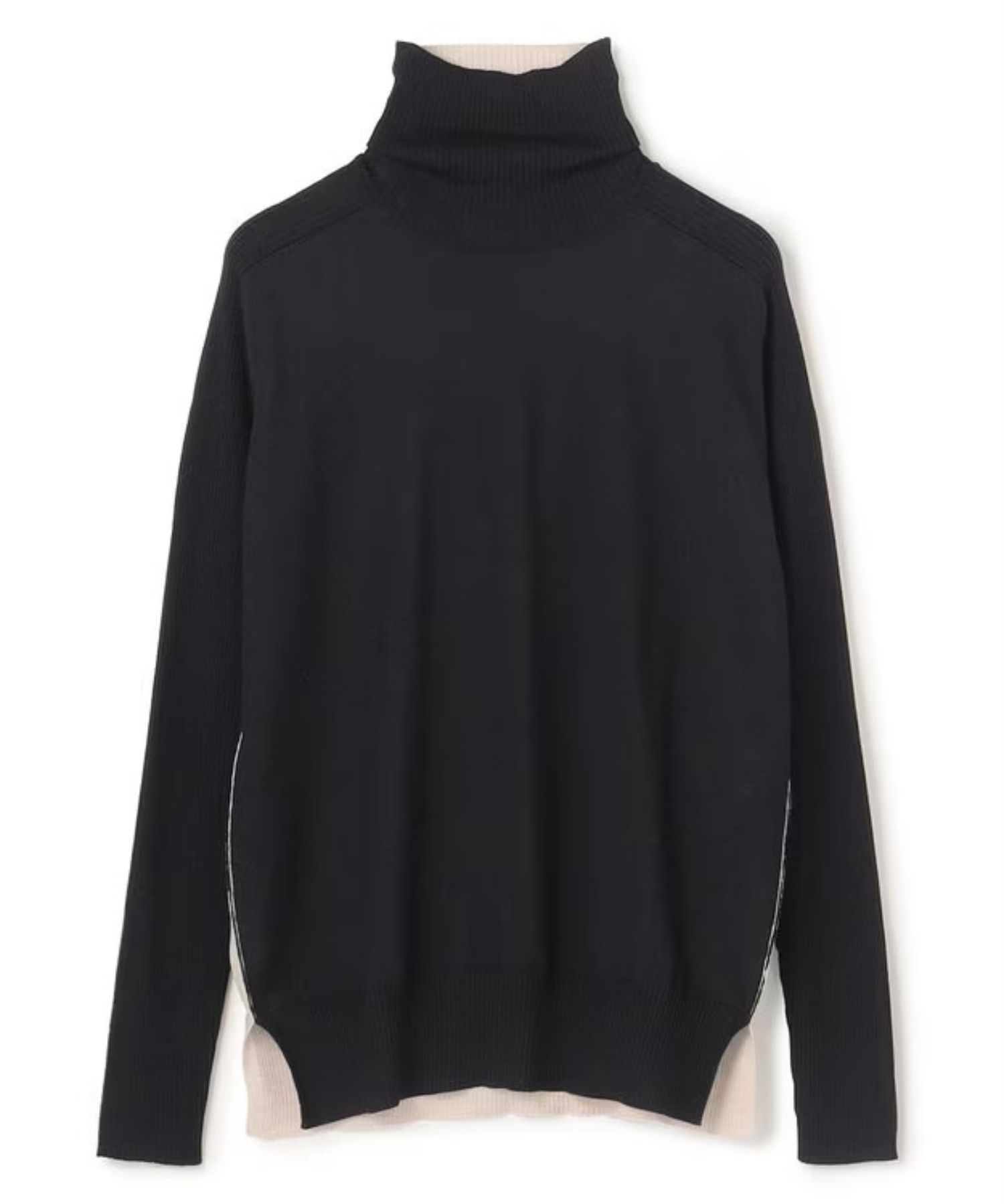 LA MONNAIE / バイカラーウールタートルニット ( Navy × Bone) 毛/ タートル / 裾サイドスリット/ 手洗可 / KRCWGW0300