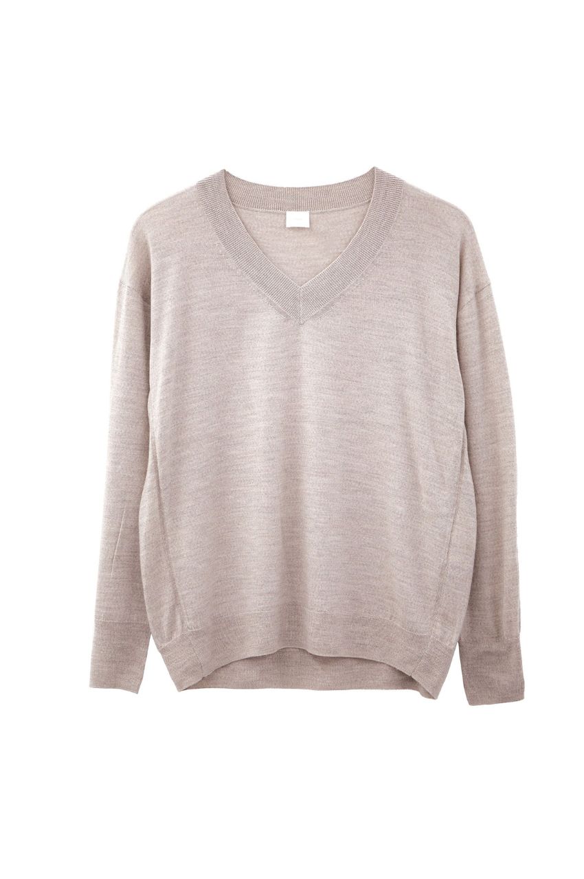Rws wool v neck pullover (BEIGE) ウール / 長袖 / 薄手 / 手洗い可 / CT22310