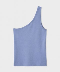 シルク混ワンショルRIBニット(ブルー)ナイロン / 手洗い可 / 伸縮性あり / MWNT261095