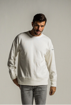 velours fleece thermal loose trainer(ホワイト) ポリエステル / 裏特殊起毛ベロアフリース / オーバーサイズ / 袖アイコン刺繍 /RC34-C-002
