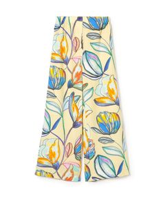 ボタニコプリント セミワイドパンツ (ライトベージュ系 ) レーヨン /  裏地膝下まで / やや薄手 / 手洗可 /11-04-62-04102