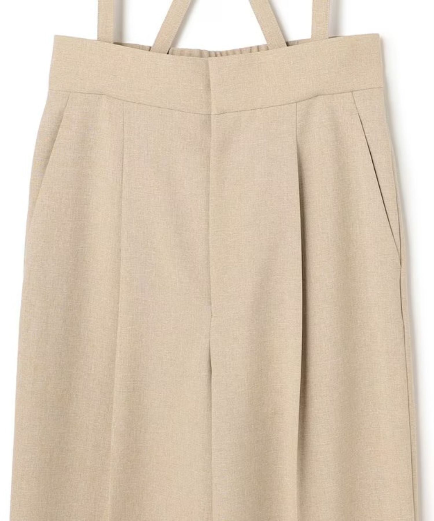 ウォッシャブルドライサップワイドパンツ(シャンブレーベージュ) ポリエステル / サスペンダー付き / ハイウエスト / センタープレス / バックスタイルゴム / PRUVLM0401