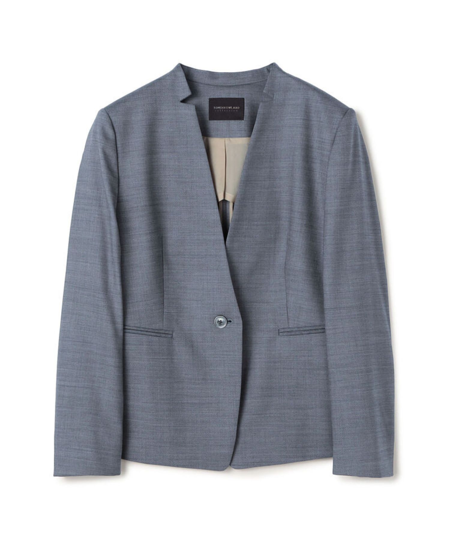 シャイニーシャーク キザミカラージャケット ( グレーブルー) ウール  / 裏地あり（背抜き) / ツヤあり / 13-07-42-07354