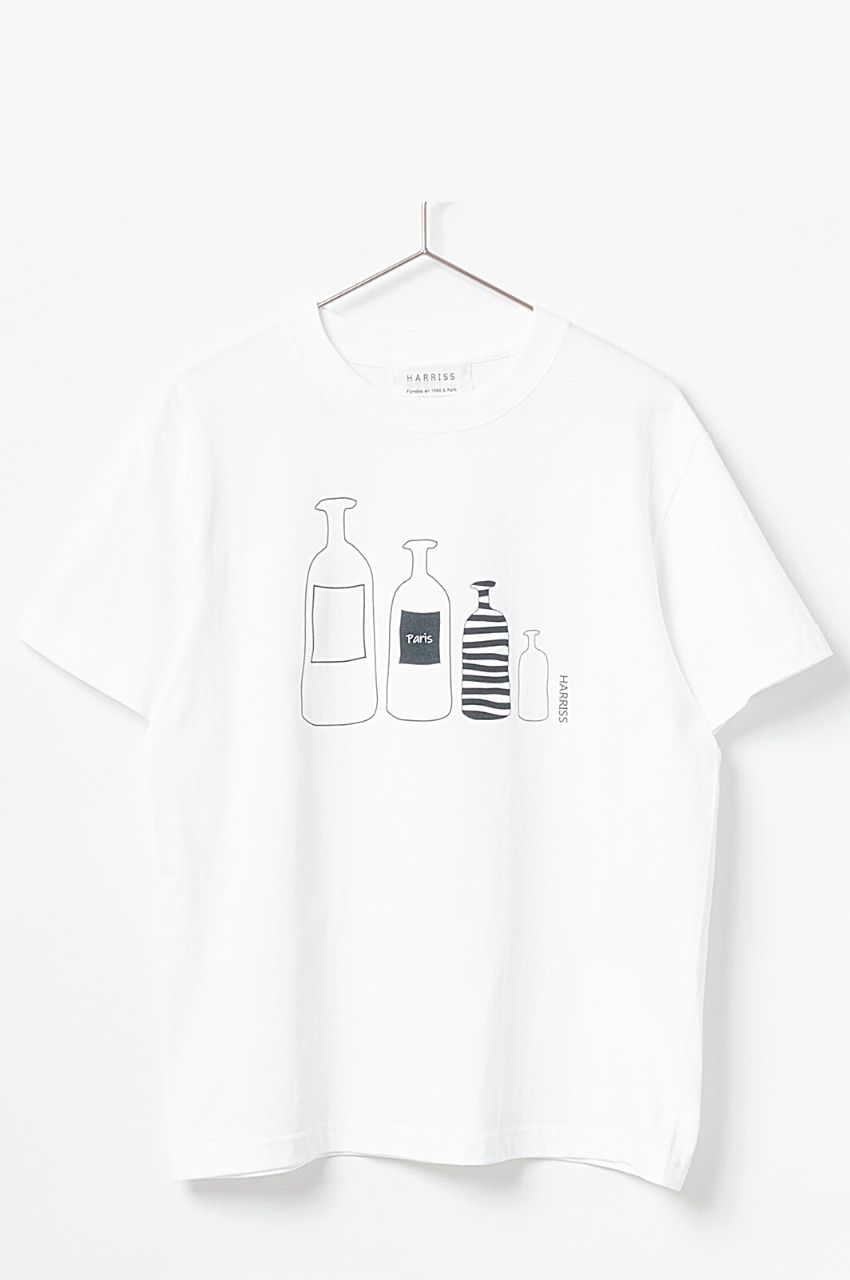 プリントTシャツ (オフホワイト) コットン / ボトルプリント / クルーネック