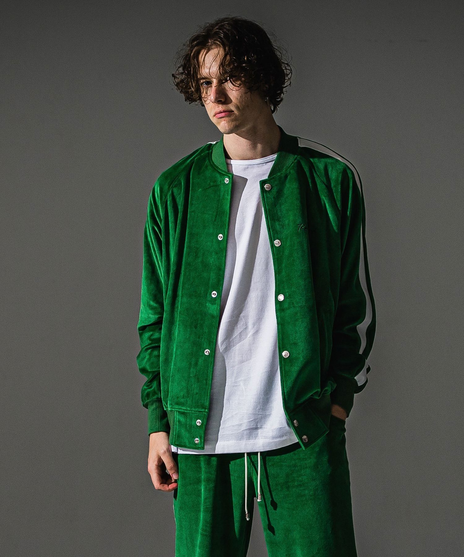 VELOUR Varsity (GREEN) コットン / ラグランスリーブ / エコレザーライン / オーバーシルエット / RC41-C-005