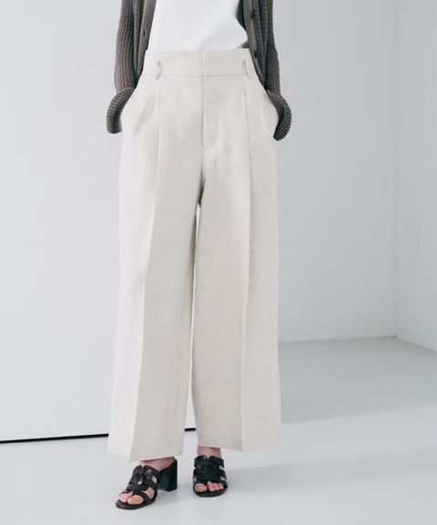 リヨセルライトリネン ワイドトラウザー(フラックス) / 再生繊維 / ハイウエスト / ワイドシルエット / PRUVLS0305