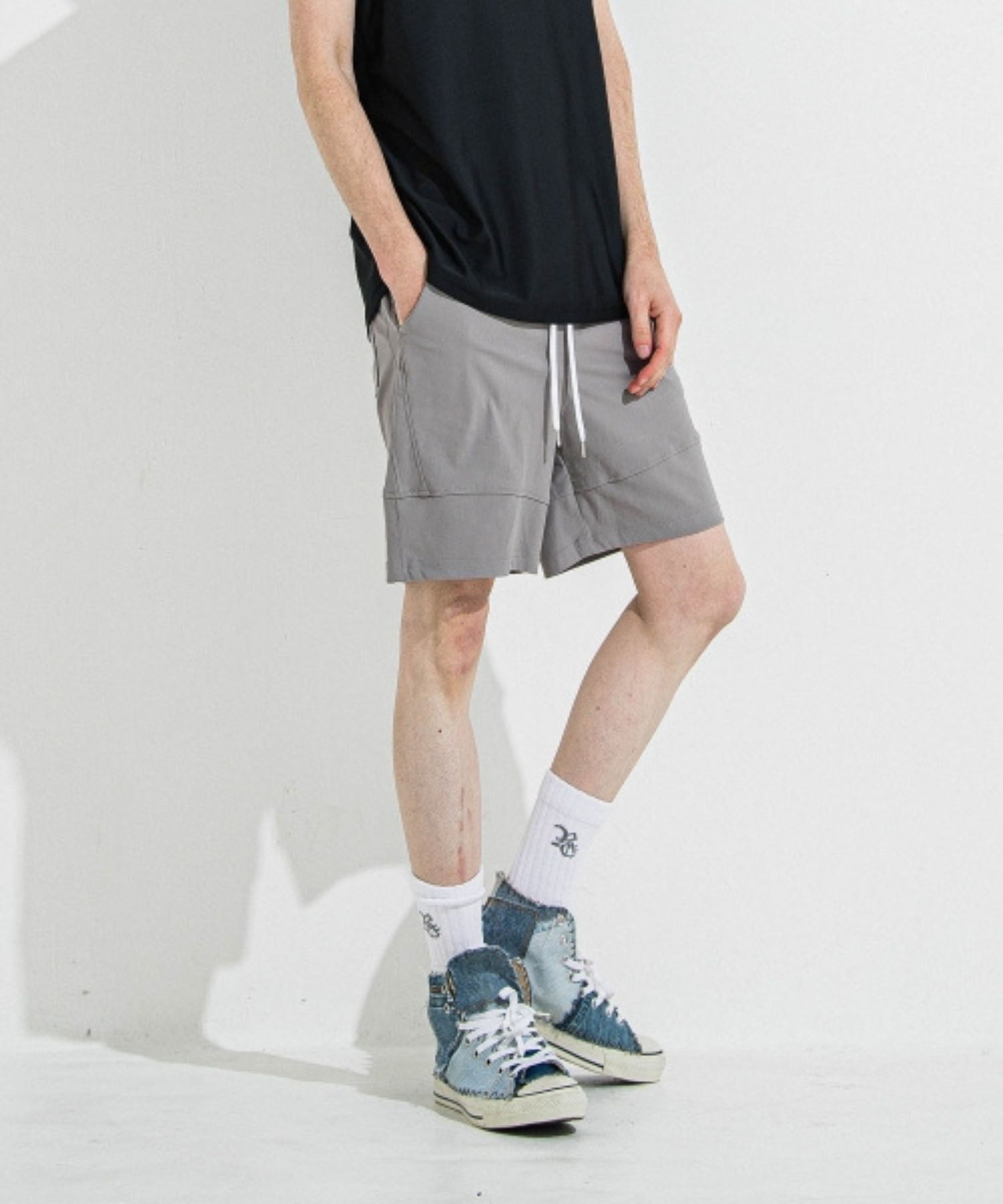 TYLER NYLON SHORTS (グレー ) ポリエステル /  ベルトループ/  スラッシュポケット / 360°ストレッチ / RC36-HP-002