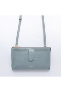ADRIA / V-1326（Blue gray）リザード型押しレザー 横型スマートフォンポシェット（ブルーグレー）牛革 / アドリア / ショルダーバッグ / ショルダーストラップ付き / マグネット開閉 /  iPhone14ProMax入る【正規販売店】