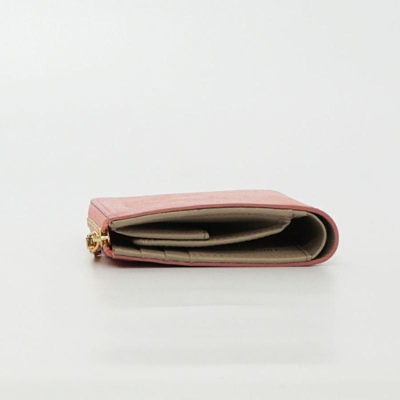 【PORTA / ポルタ】V-5076（Pink / ピンク）ヌメ革 二つ折りL字型財布 / 牛革 (Italian Leather) / 日本製