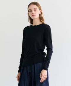 SORE / コットンシアークルーネックカットソー (Navy) コットン / ハイゲージに編み / 透け感有り / 手洗可 / KKCWGW0603