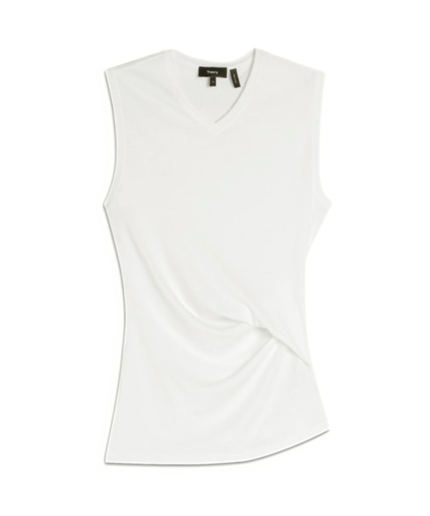 Soft Rib Vneck Cutout Top ( アイボリー) レーヨン / 伸縮性有り / ウエスト斜めドレープ / 手洗可 / 01-6201003