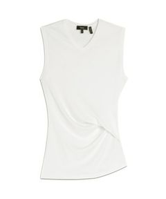 Soft Rib Vneck Cutout Top ( アイボリー) レーヨン / 伸縮性有り / ウエスト斜めドレープ / 手洗可 / 01-6201003