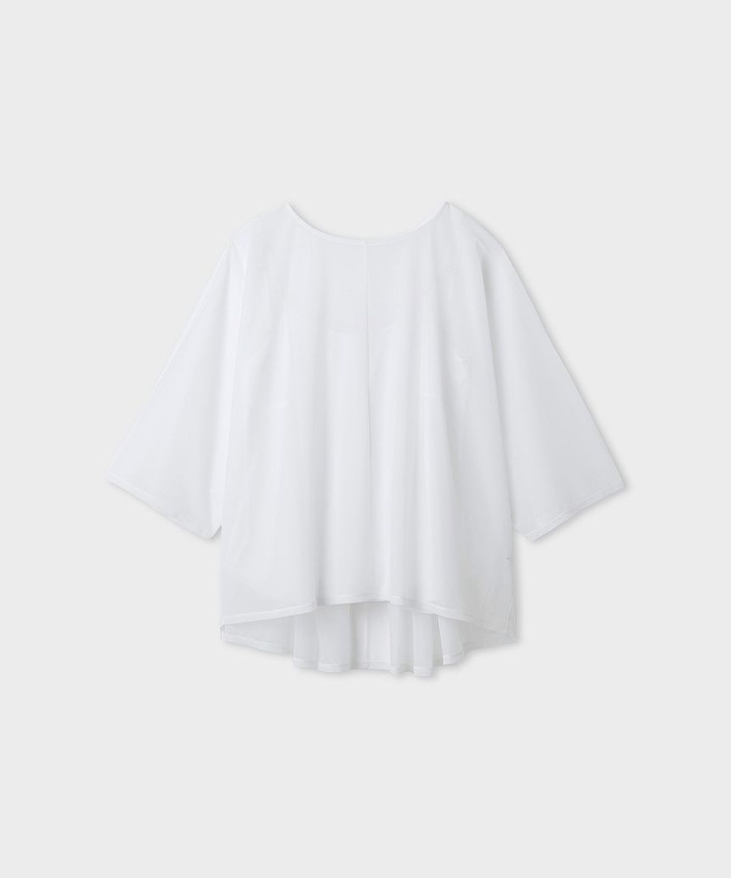 ドルマンスリーブカットプルオーバー(ホワイト)ポリエステル100% / シアー素材 / キャミソール付き / ウォッシャブル / MWCT261042