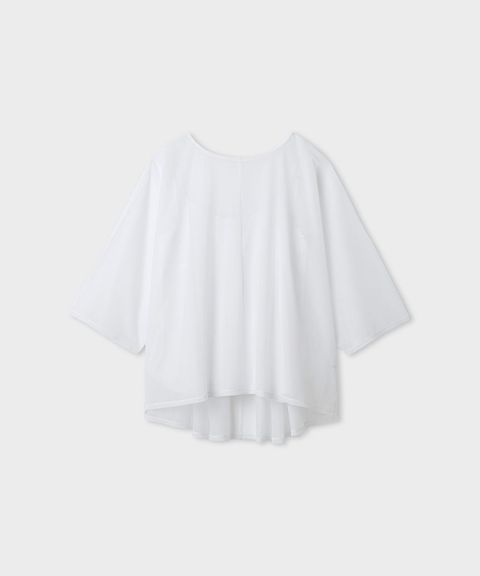 ドルマンスリーブカットプルオーバー(ホワイト)ポリエステル100% / シアー素材 / キャミソール付き / ウォッシャブル / MWCT261042