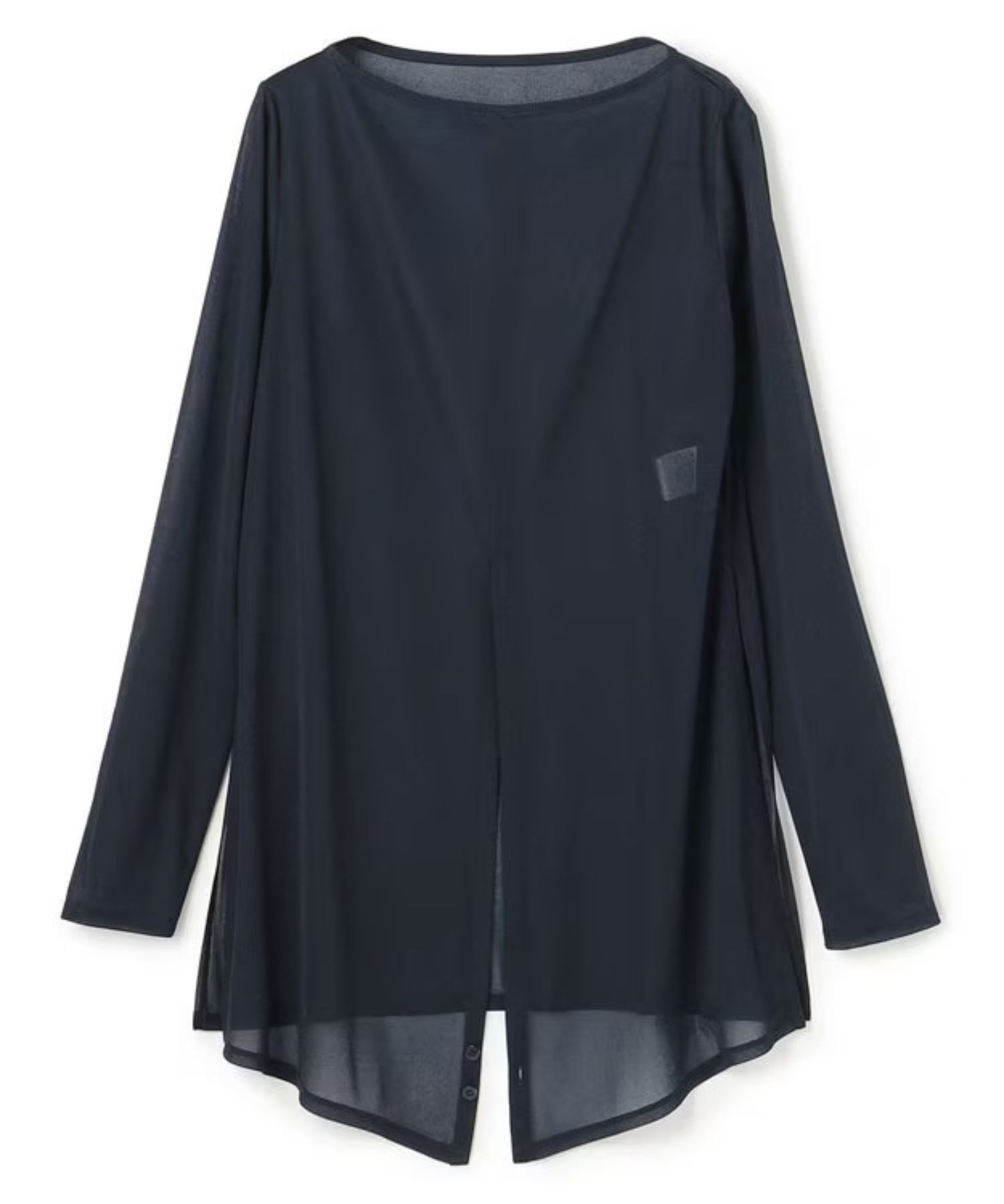 トリコットシフォンカシュクールトップス(ネイビー) ポリエステル / ウォッシャブル / シアージャージ素材/ ボートネック / フロントスリット / KKUVGW0102