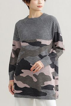 CAMOUFLAGE JACQUARD KNIT TUNIC / カモフラジャカードニットチュニック