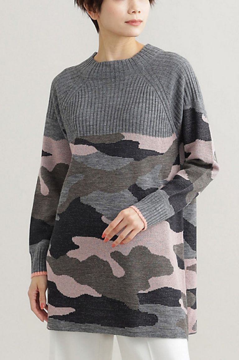 EVEX by KRIZIA - CAMOUFLAGE JACQUARD KNIT TUNIC / カモフラジャ