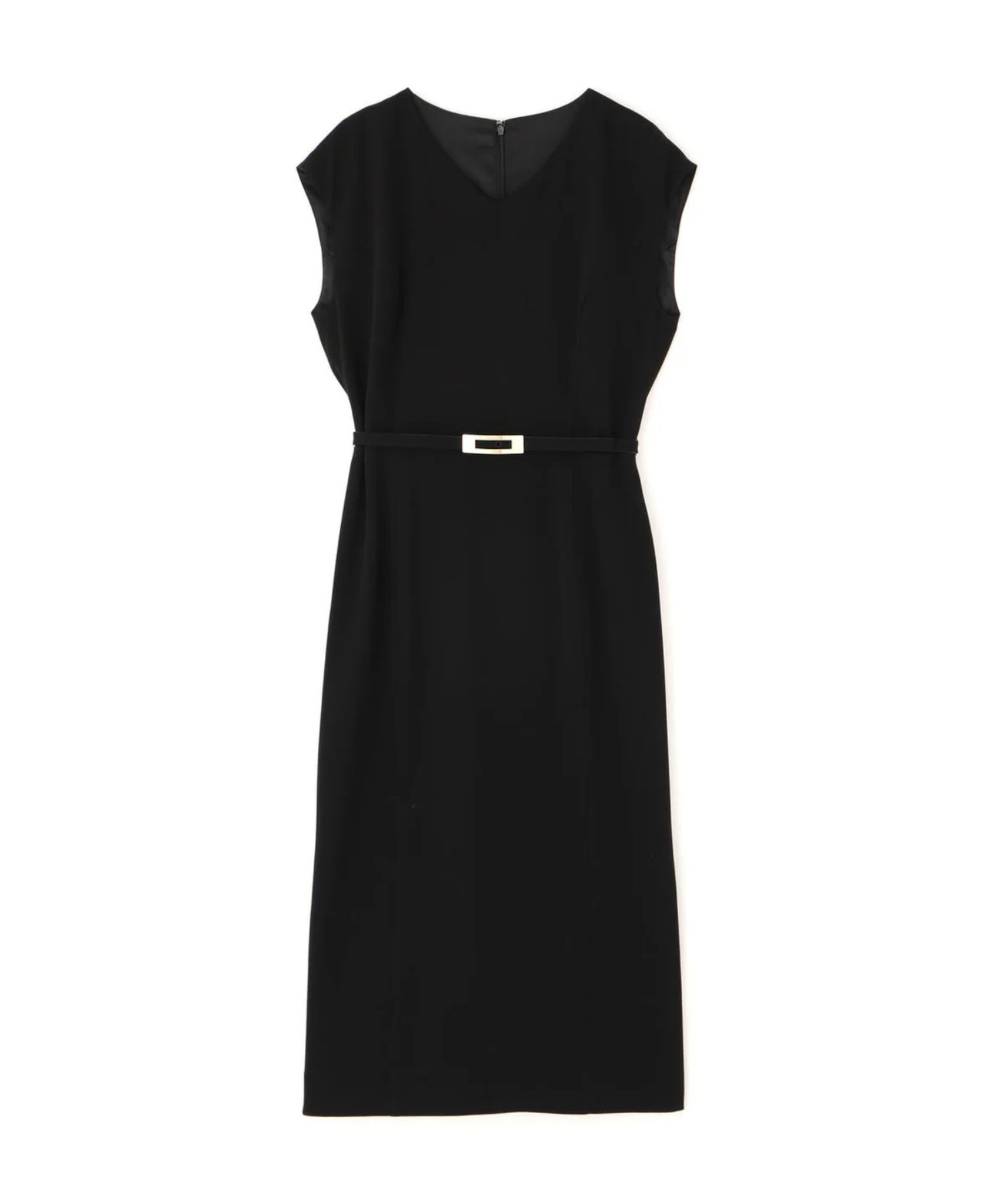 ハイツイストワンピース(ブラック)トリアセテート / 裏地付き / 後ファスナー / 後裾にベンツあり / 膝がちょうど隠れる丈 / ストレッチあり / 共地ベルト付き / 0316940099