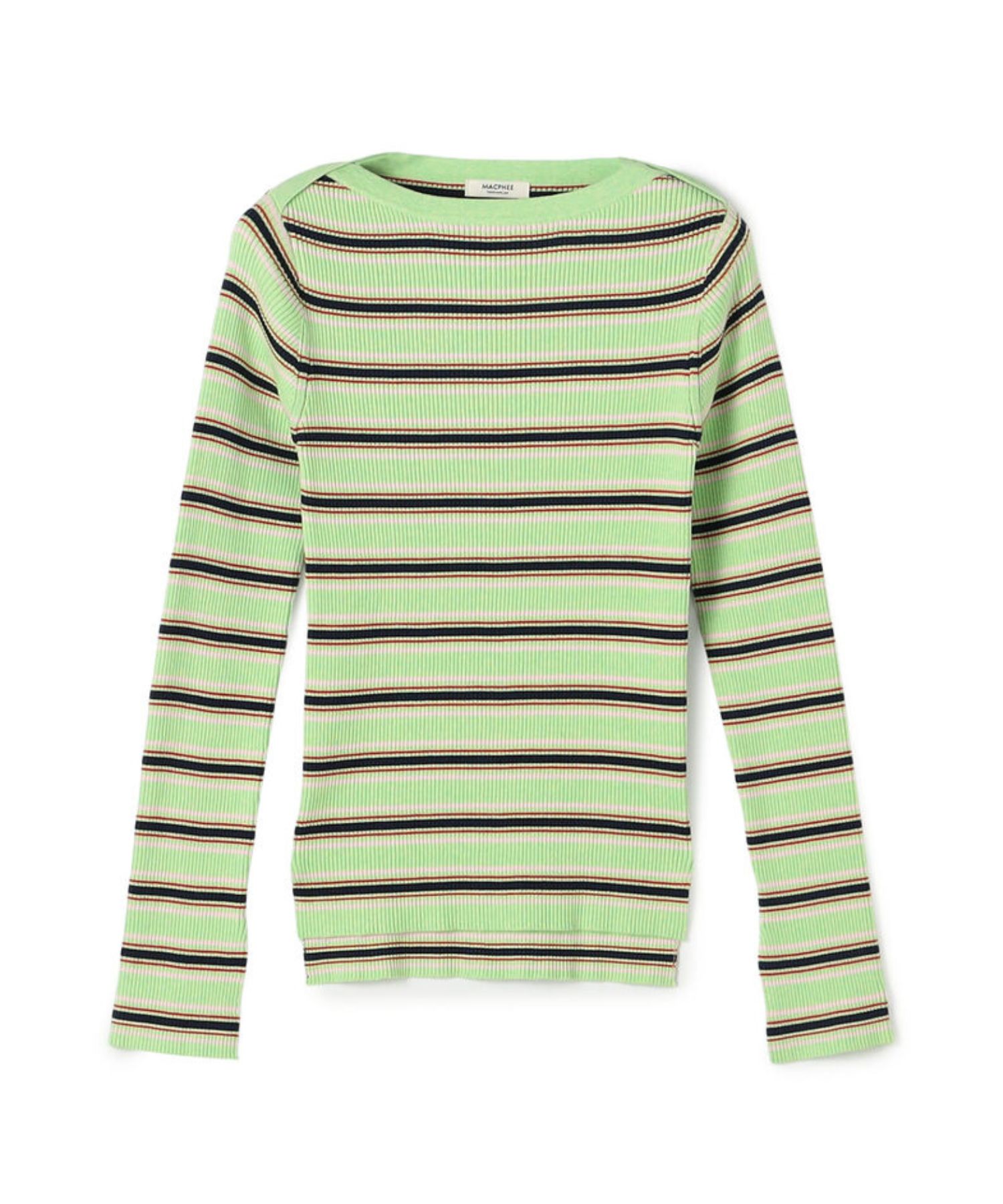 コットンリブ ボートネックプルオーバー (  ライトグリーン系) コットン / 袖口スリット / フィット感有り / 手洗可 / 伸縮性有り / 12-02-61-02108