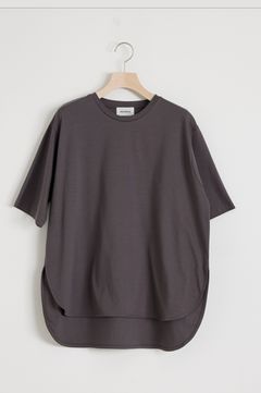 ラウンドヘムTシャツ (チャコール ) コットン / スムースジャージー素材 / ウォッシャブル