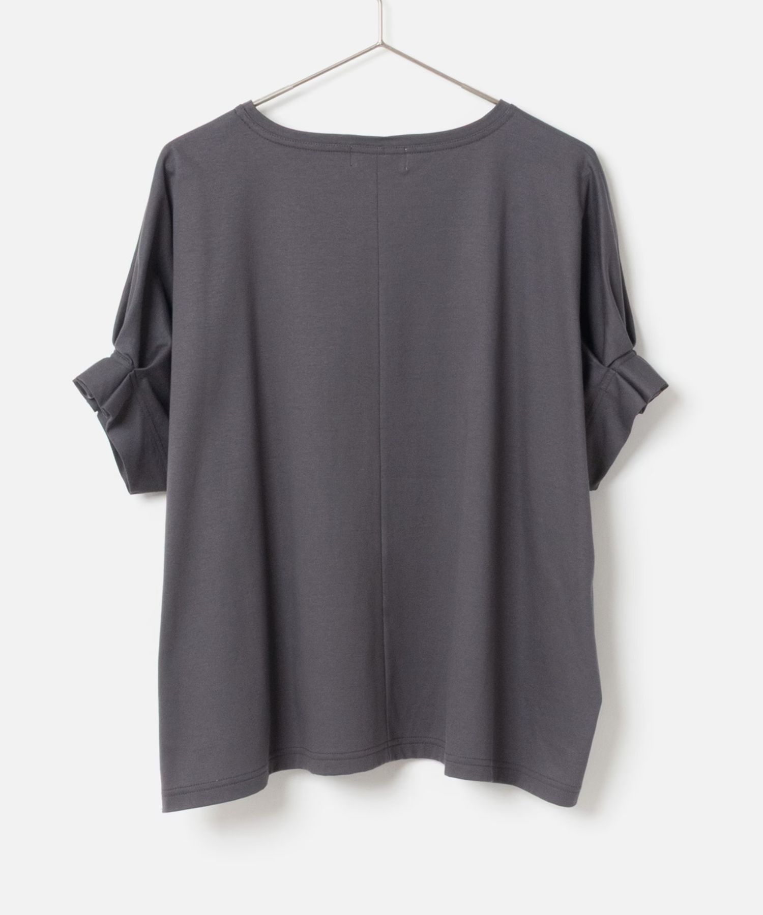 Tuck Sleeve Cut and Sew (チャコールグレー) 綿 / 袖口タック / 裾スリット / 手洗可 / MK261-13255