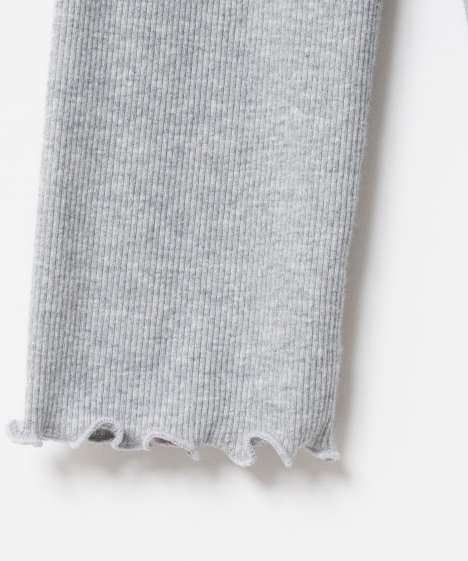 [Harriss × Keiko Okamoto] Cut-rib long turtleneck sweater (Gray) 綿 / ロングタートルネック / メローロック / 手洗可 / OK252-45231