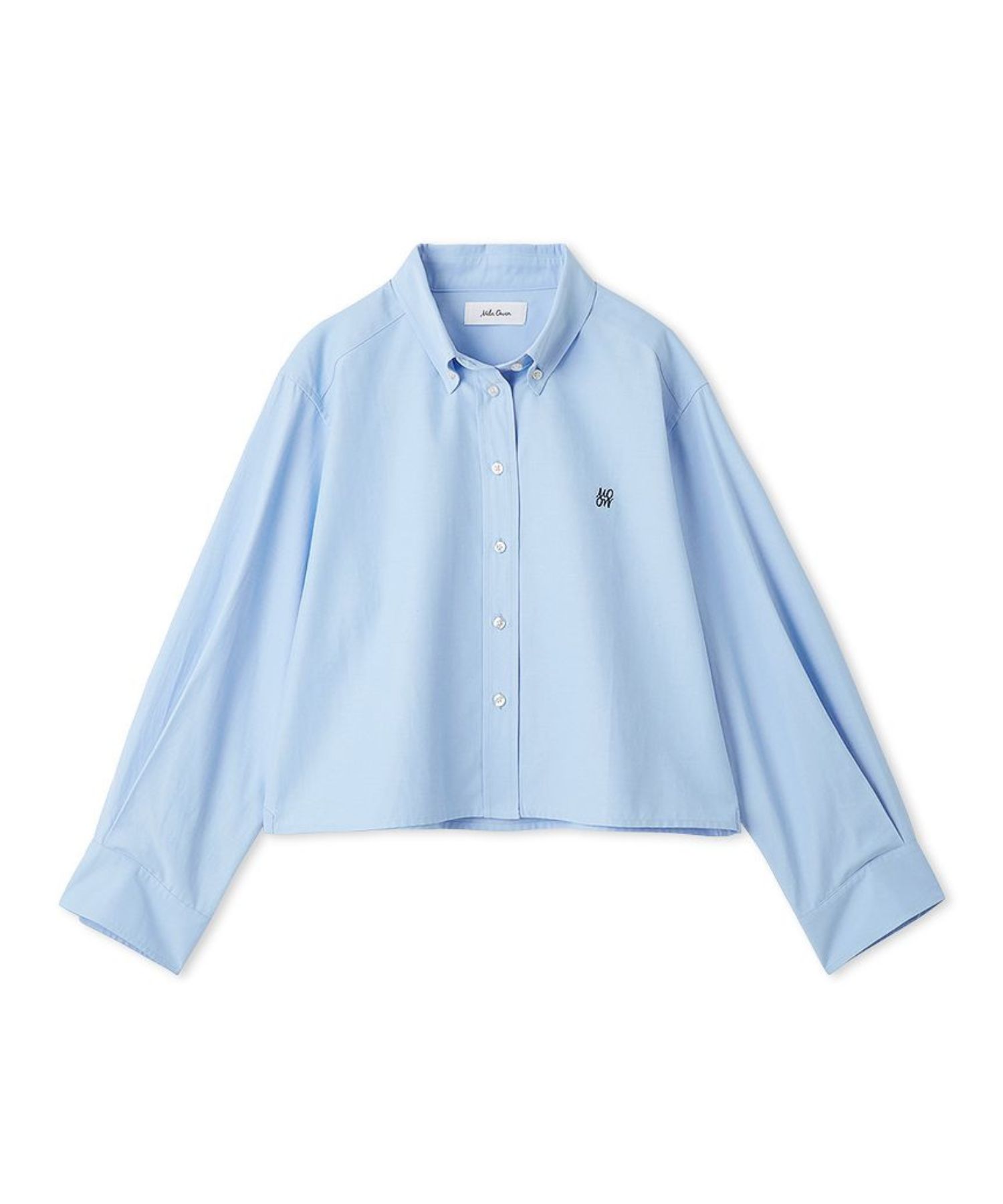 ボタンダウン短丈シャツ (BLU) 綿 /  ブランドロゴ / 光沢感 / 短め丈 /  09WFB255034