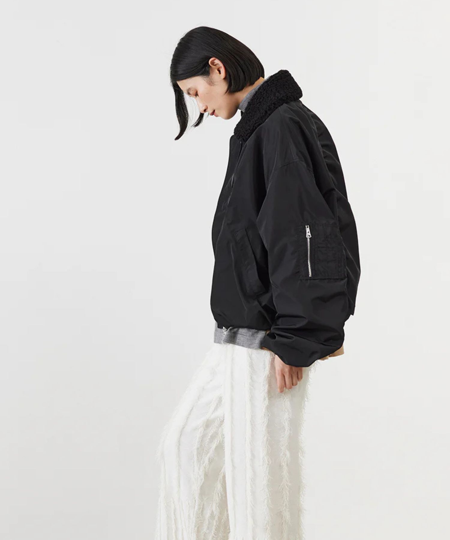 LIGHT COCOON JACKET (BLACK) ポリエステル / 付け衿取外し可 / 軽量 / ADWS-501-34