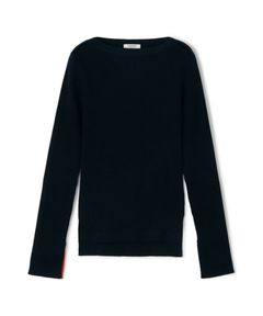 コットンリブ ボートネックプルオーバー (ネイビー) コットン / 袖口スリット / フィット感有り / 手洗可 / 伸縮性有り / 12-02-61-02108