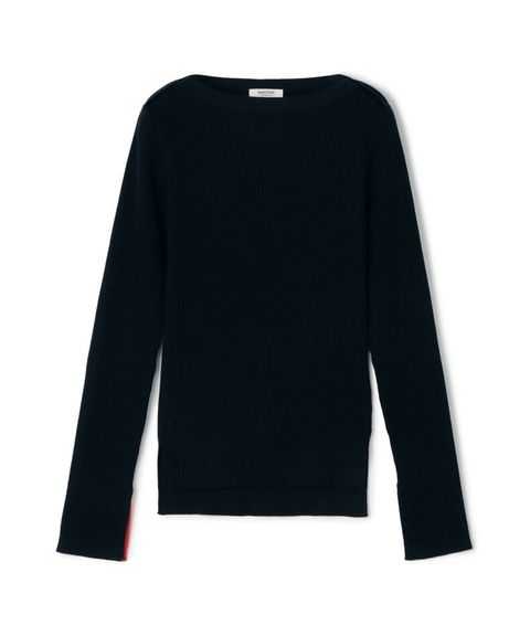 コットンリブ ボートネックプルオーバー (ネイビー) コットン / 袖口スリット / フィット感有り / 手洗可 / 伸縮性有り / 12-02-61-02108