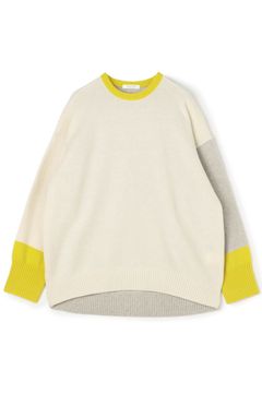 NZ LAMBS 9G クルーネックプルオーバー (ホワイト系) ウール / ドロップショルダー / やや 厚め / 透け感なし / 12-02-44-02205