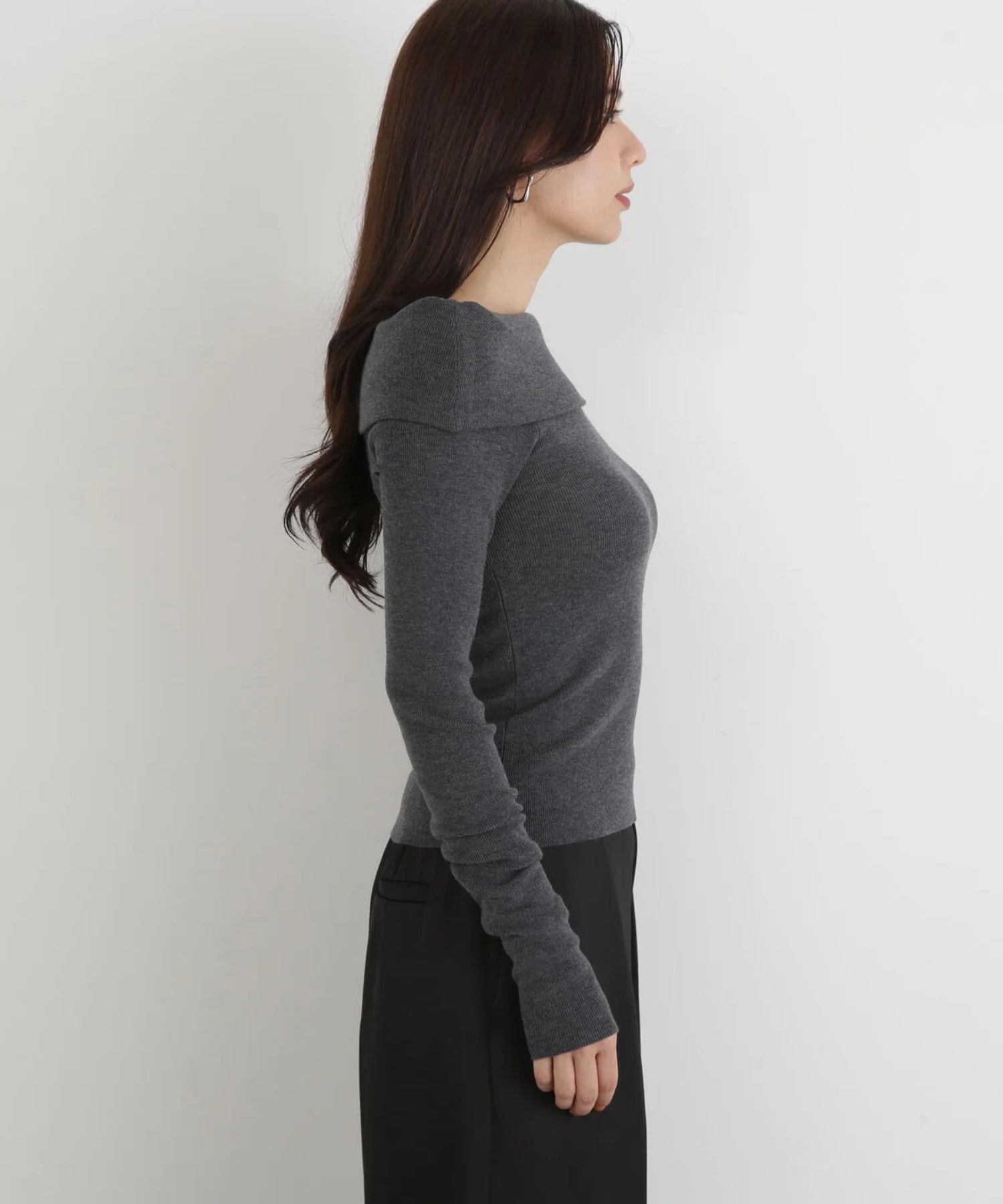 オフショルダー2WAYニットプルオーバー(グレー)ポリエステル / ウォッシャブル / 手洗い可 / かぶって着用 / 裏なし / ストレッチあり/ 0315270114