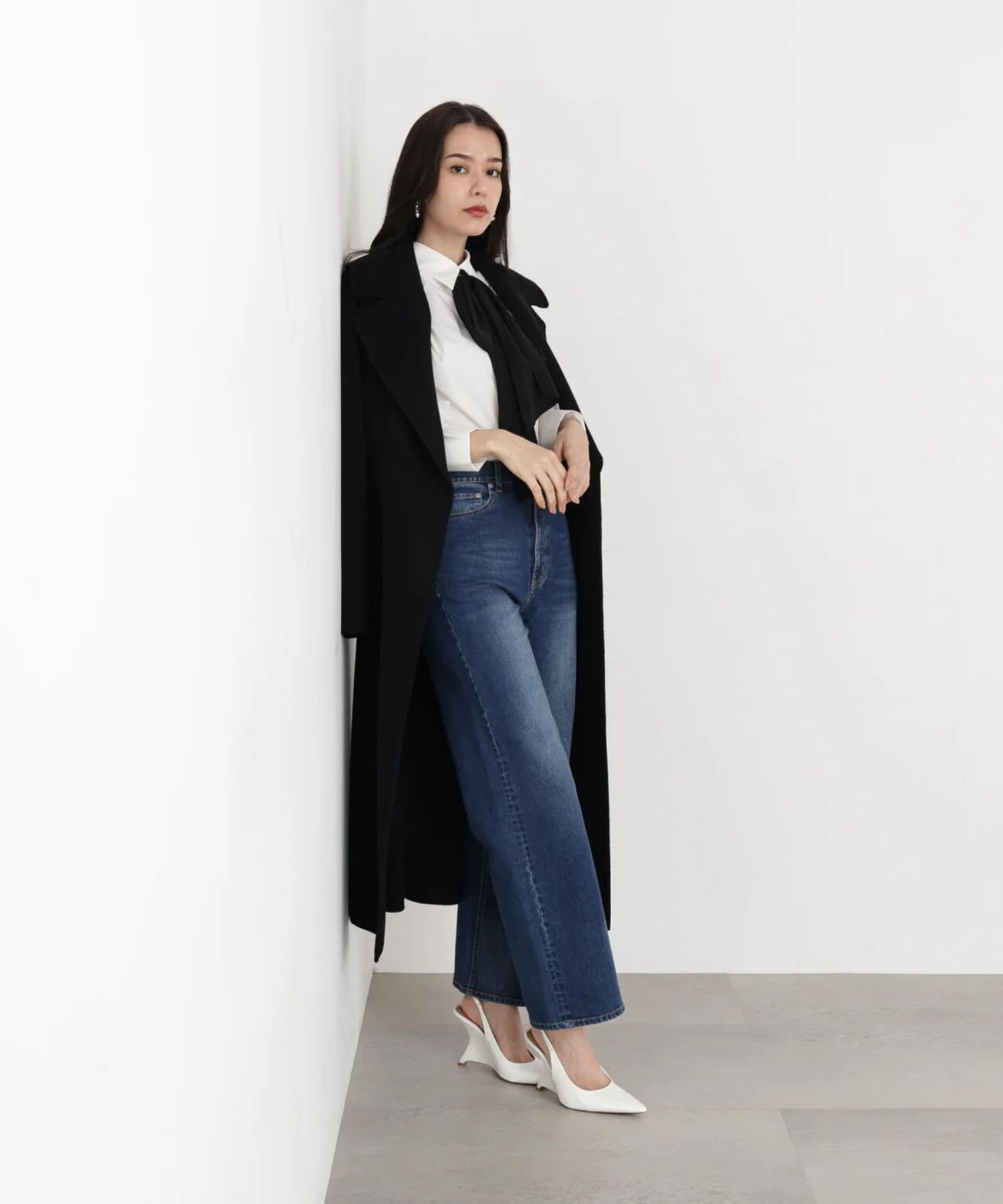 ビックカラーリバーコート(ブラック)羊毛 / 袖裏付き / ストレッチなし / ポケット×2 / 0315252016