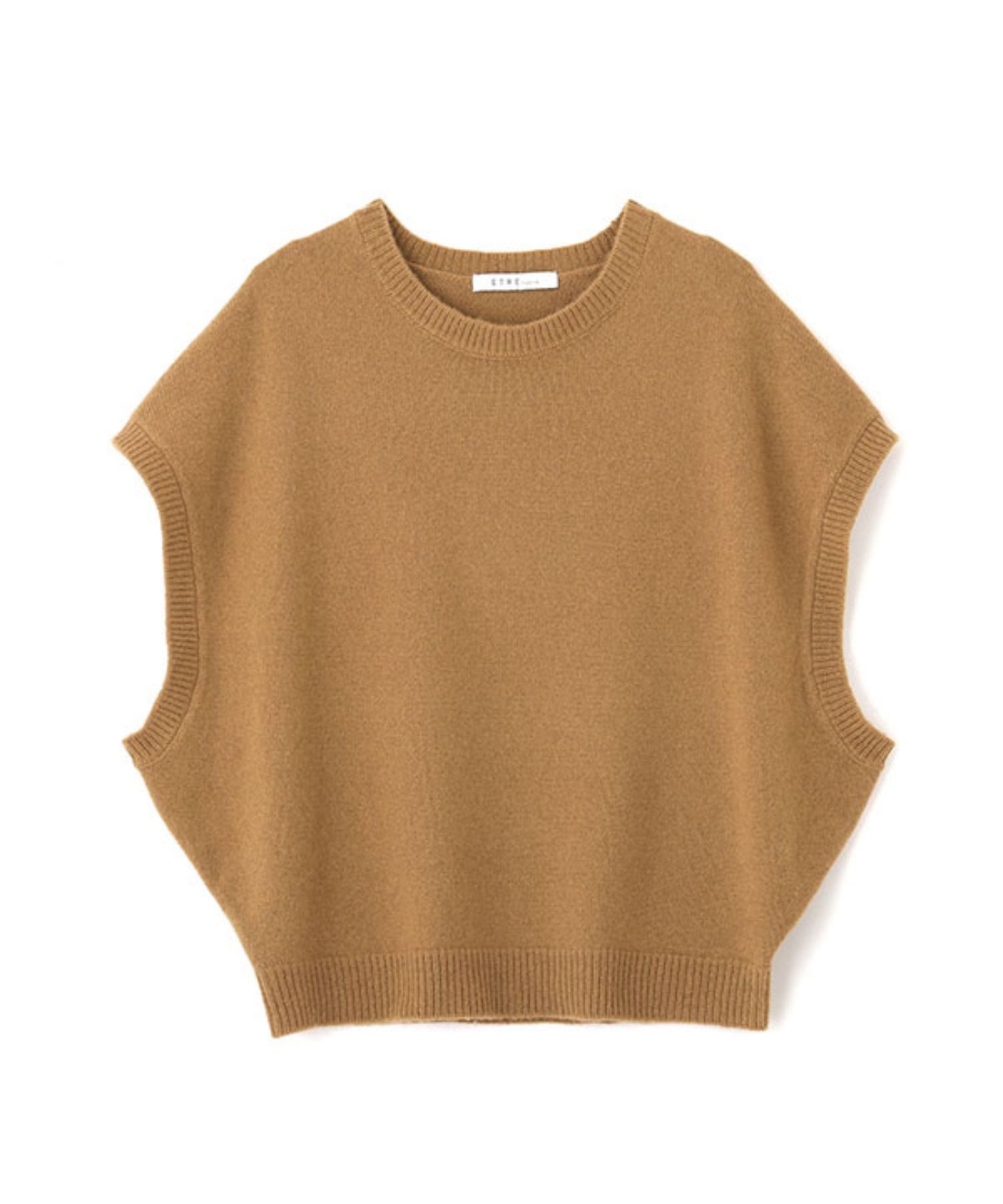 ウールカシミヤスリーブレスニットプルオーバー (CAMEL) 毛 / クルーネック / 柔らかい / 手洗可 / 1226111009