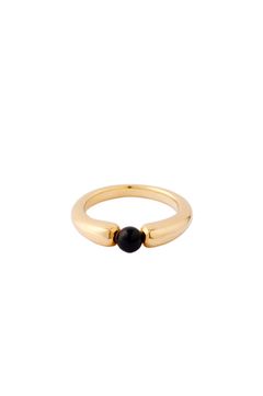 Lunar phase Thin Ring（Gold）2102005 / リング（ゴールド）シルバー925 / 18金ゴールドコーティング / 専用箱付き / ギャランティーカード付き / 日本製 / ブラックオニキス【正規販売店】