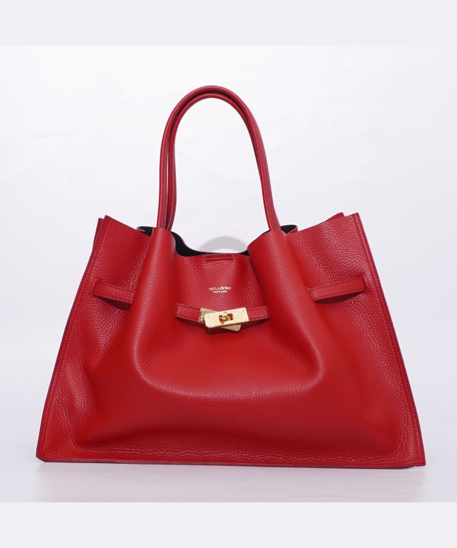 TRERO（トレロ）/（Red / Black）/ イタリアンWフェイスレザートートバッグ Lサイズ（レッド/ブラック）牛床革（Italian leather）/ 日本製 / V-1497