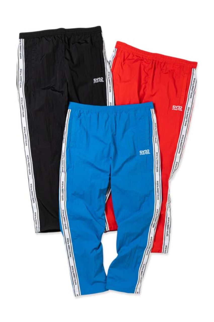 TAPE DESIGN NYLON PANTS  (レッド) ナイロン / 軽量 / 裾ドローコード付き / セットアップ対応 / 15081RG
