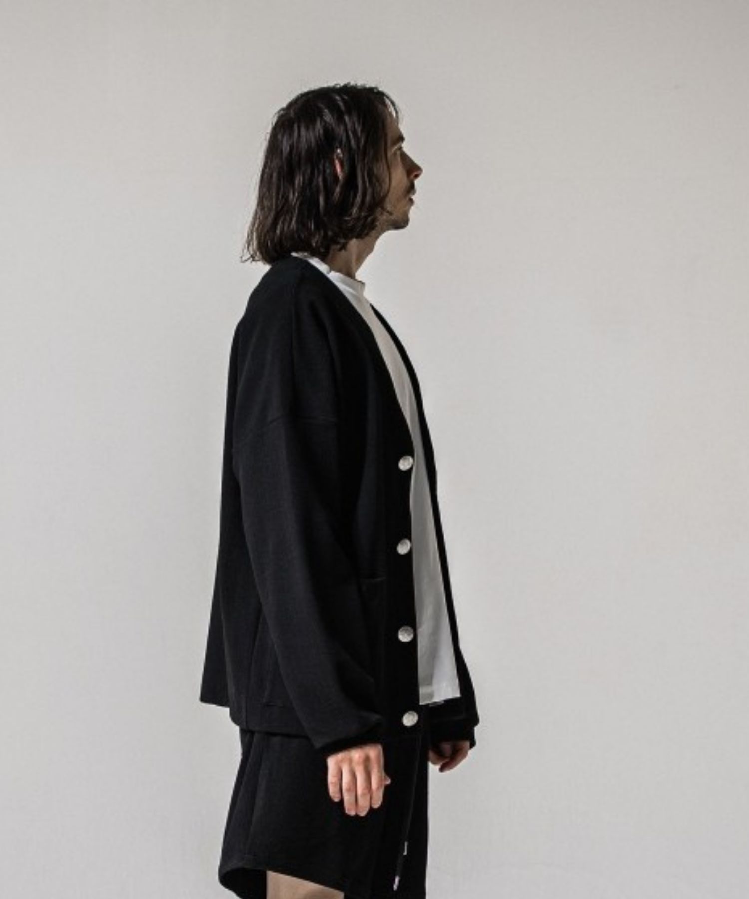 blister knit C/D (BLACK) ナイロン /幾何模様 / ストレッチ / パッチポケット / 手洗可 / RC41-C-004