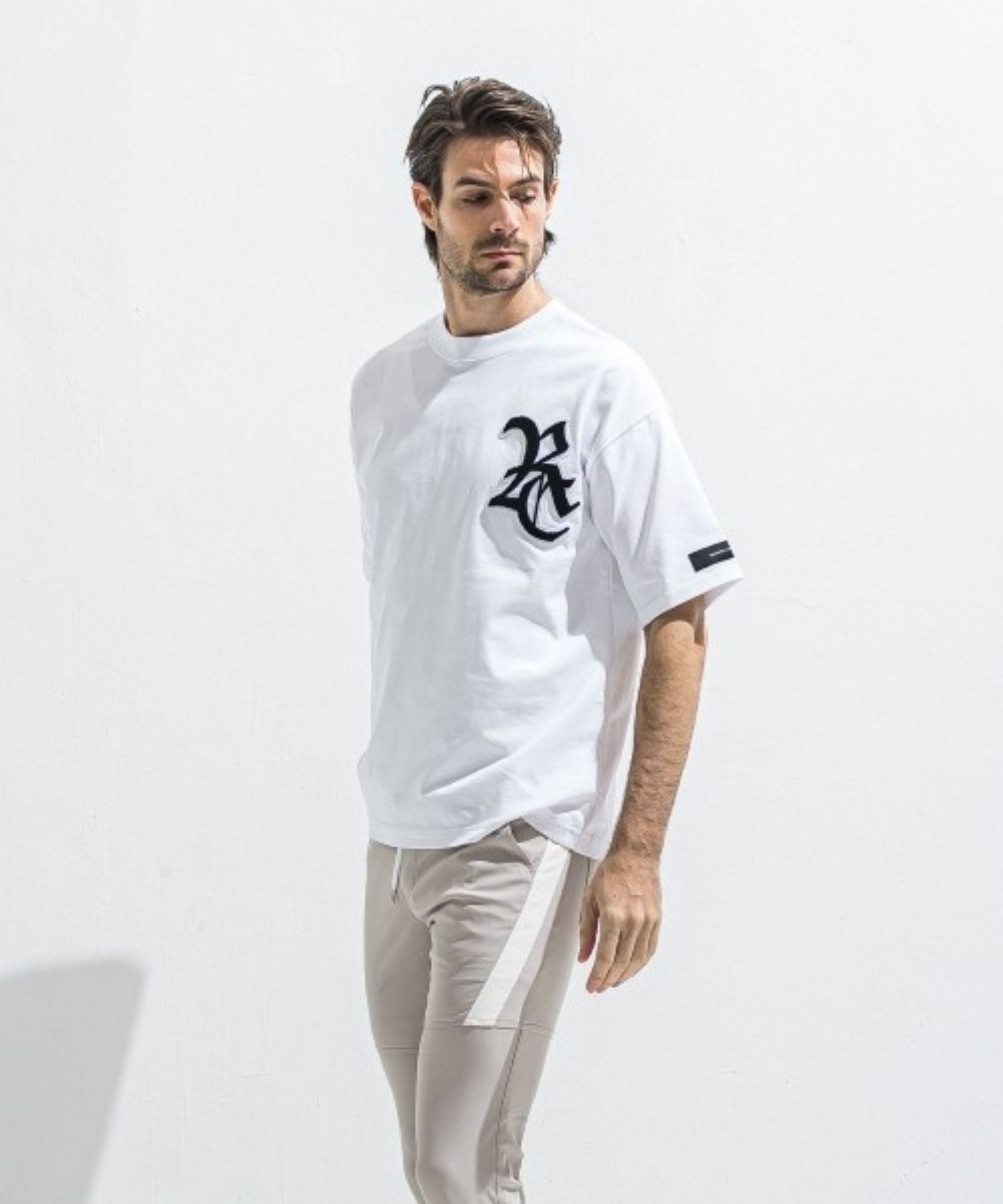 RC OVER  TEE (WHITE) コットン / サガラ刺繍ワッペン / 定番RCロゴ / 手洗可 / オーバーサイズ / RC40-T-006