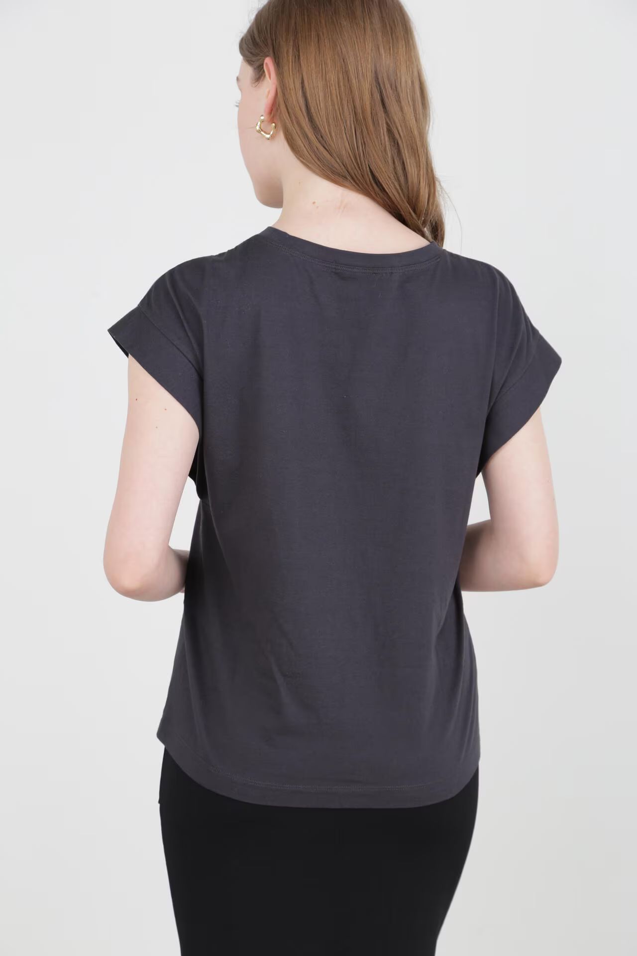 VoyageプリントTシャツ（グレー）綿 100% / ストレッチ / ドロップショルダー / ウォッシャブル / 日本製