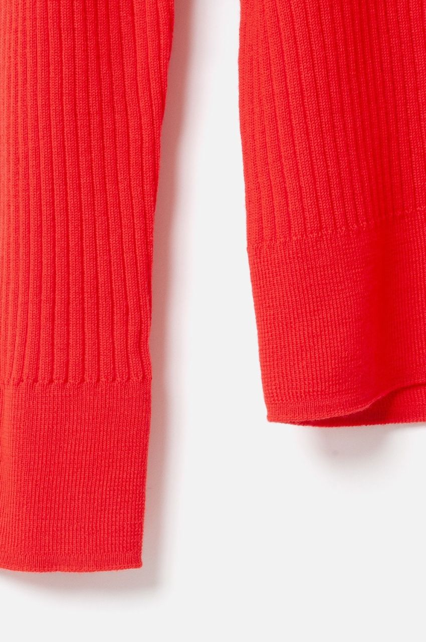 Turtleneck Rib Knit (レッド) 毛 / フィット感有り /Biella Yarn/ 柔らかい   /FN242-11451