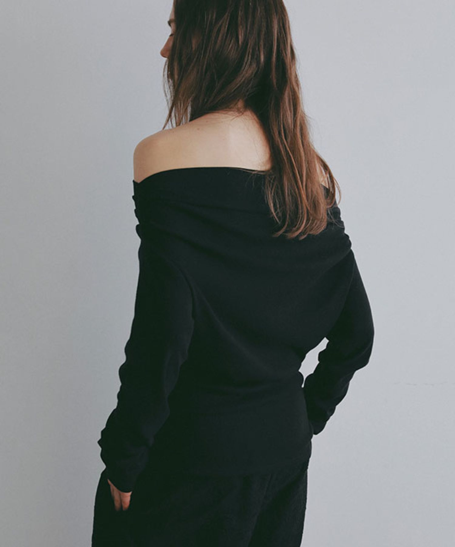 ワンショルダードレーププルオーバー(ブラック) 綿 / ウォッシャブル / 手洗い可 / 1226212079