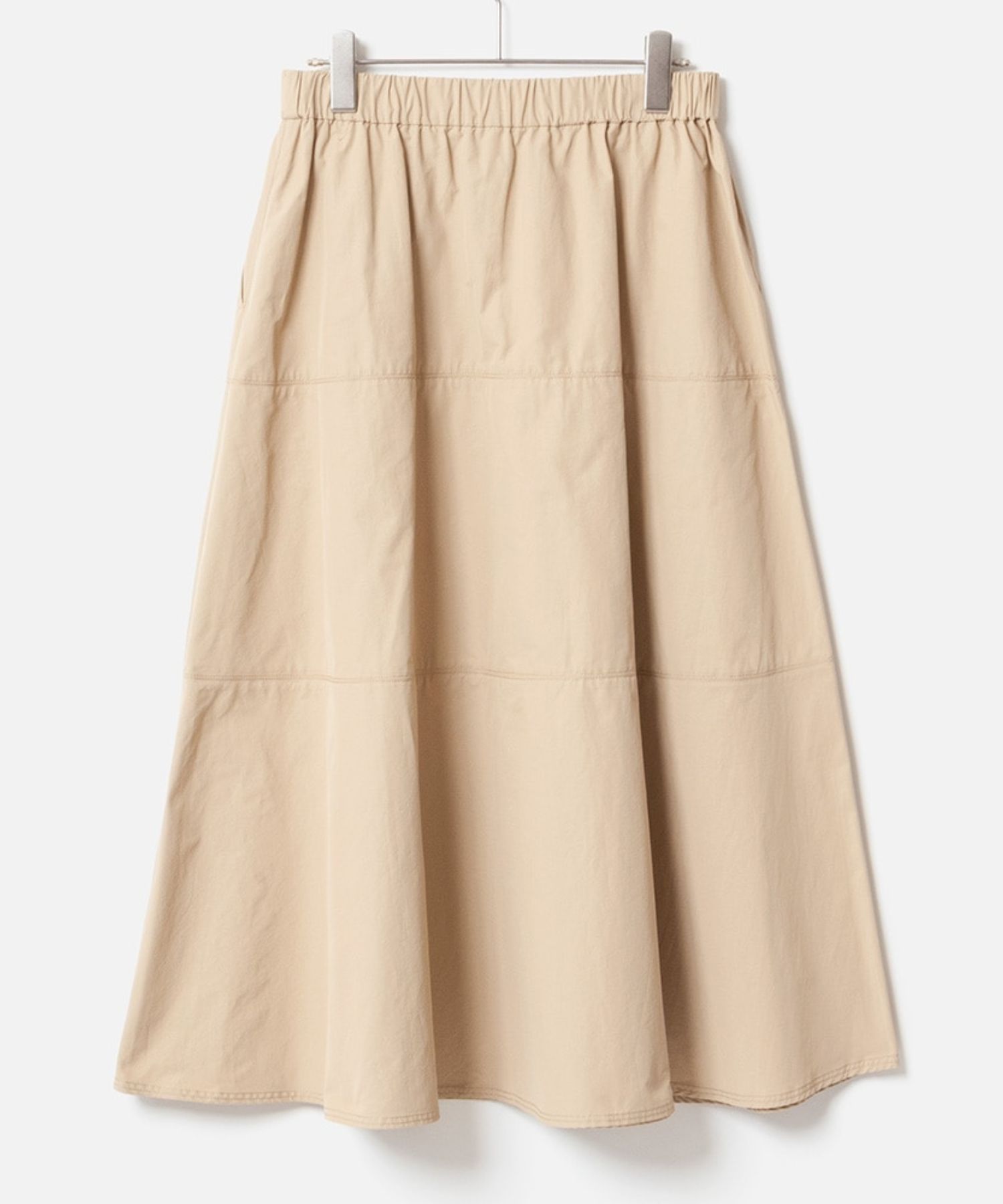 Flared tiered skirt  (キャメル) 綿 / 軽量 / サイドポケット/ 手洗可 / FL252-33021
