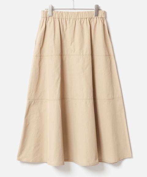 Flared tiered skirt  (キャメル) 綿 / 軽量 / サイドポケット/ 手洗可 / FL252-33021