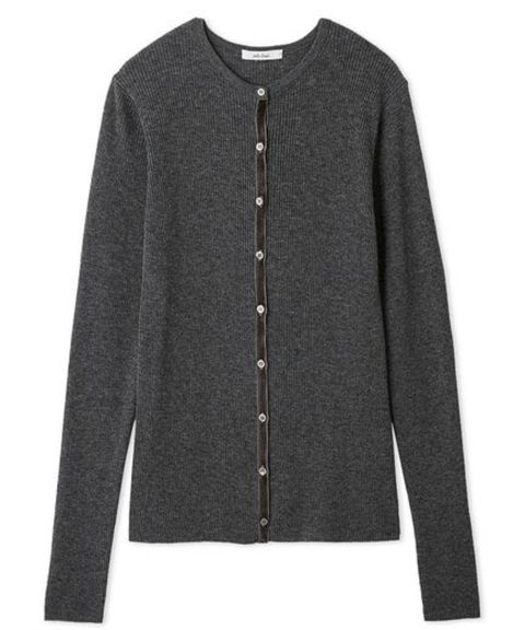 ベロアリブニットカーディガン ( GRY ) ポリエステル / ボタン/ 透け感 / ウール混 / 手洗可 / 09WND255007