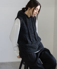 alpaca loop hoodie vest (C.GREY) アルパカ / 保湿性 / ベビーアルパカ / 静電気防止加工 / 軽量 / CT25318